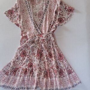 Zesica Women's Boho Floral V-Neck Dress Size 2XL